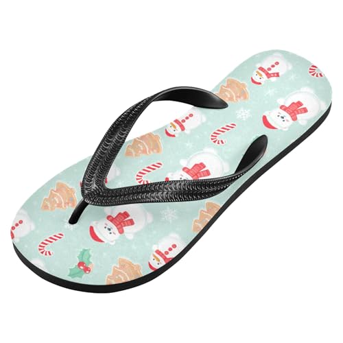 Burbuja Snowmen Tree Flip Flops for Women Men, Soft Thong Sandals Rubber Slippers for Pool Beach Essentials2