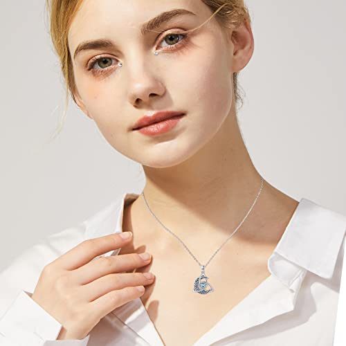 Celtic Moon Necklace 925 Sterling Silver Celtic Knot Trinity Pendant Necklace Birthstone Necklace Irish Jewelry Gifts for Women Girls Daughter Mother Birthday Christmas4