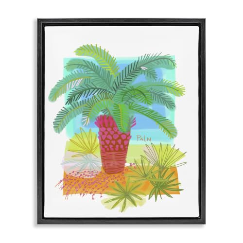 Tropical Palm Leaf Summer Botanicals, 24 x 30 Inch Canvas in Floater Frame