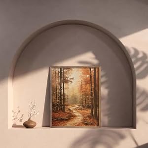 Kizbook Vintage Fall Wall Art Prints Farmhouse Wall Decor Autumn Aesthetic Forest Landscape Oil Painting Moody Vintage Wall Pictures for Gallery Kitchen Bathroom Wall Decor8 x 10 UNFRAMED