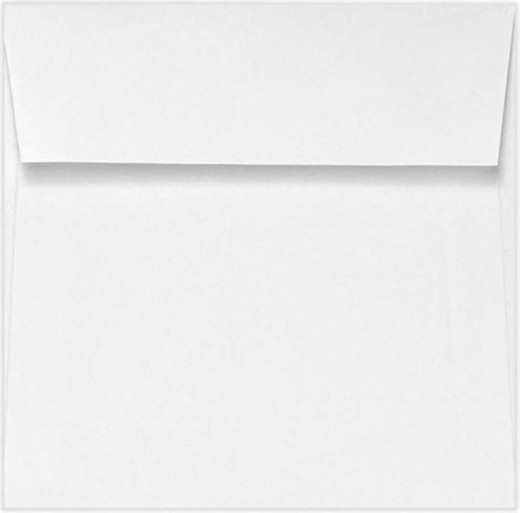 Limited Papers(TM) White Square Envelopes, Gummed Square Flap – Multiple Sizes, Premium 28lb/70lb 105gsm Text Paper. (100, 7.5"x7.5")