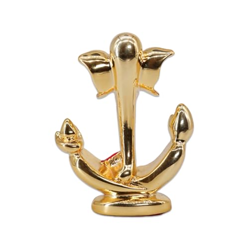 Image of Gold Plated Gold Flower Ganesha | Ganpati Idol for Car Dashboard, Office Desk & Home Temple | Blessings, Prosperity & Protection |Auspicious Gift & Vastu-Approved| Height 2.7 Inch