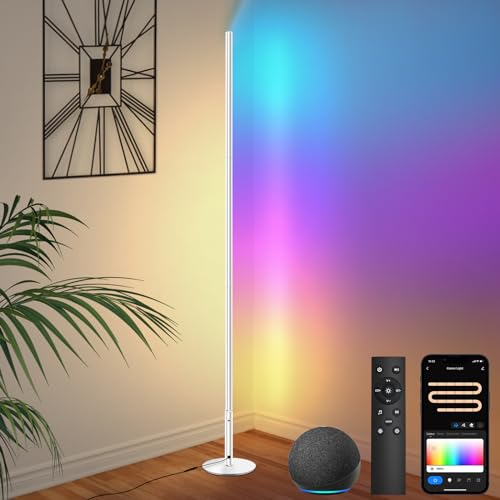 Yicenscoltd Lampadaire Led, WiFi RGBCW Lampe Sur Pied Réglable, Compatible Avec La Commande Vocale Des Enceintes Intelligentes Alexa/Google Home, Avec Télécommande, Pour Le Salon, La Salle De Jeux