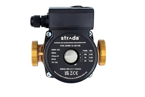 Strada Products Domestic Hot Water Bronze 15-60/130 Circulation Pump DHWB Compatible with Grundfos UPS 15-50N (130) Wilo SB30