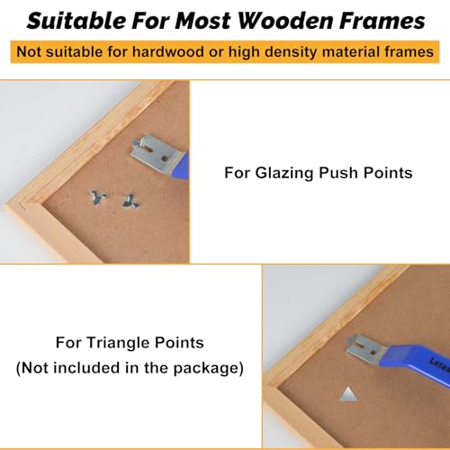Image of Glazier Point Driver Tool, Glazier Setting Tool with 120 Glazing Push Points, Glazing Push Point Driver Tools with Blue Rubber Grip for Wooden Framing Backing Glass Picture Cross Stitch