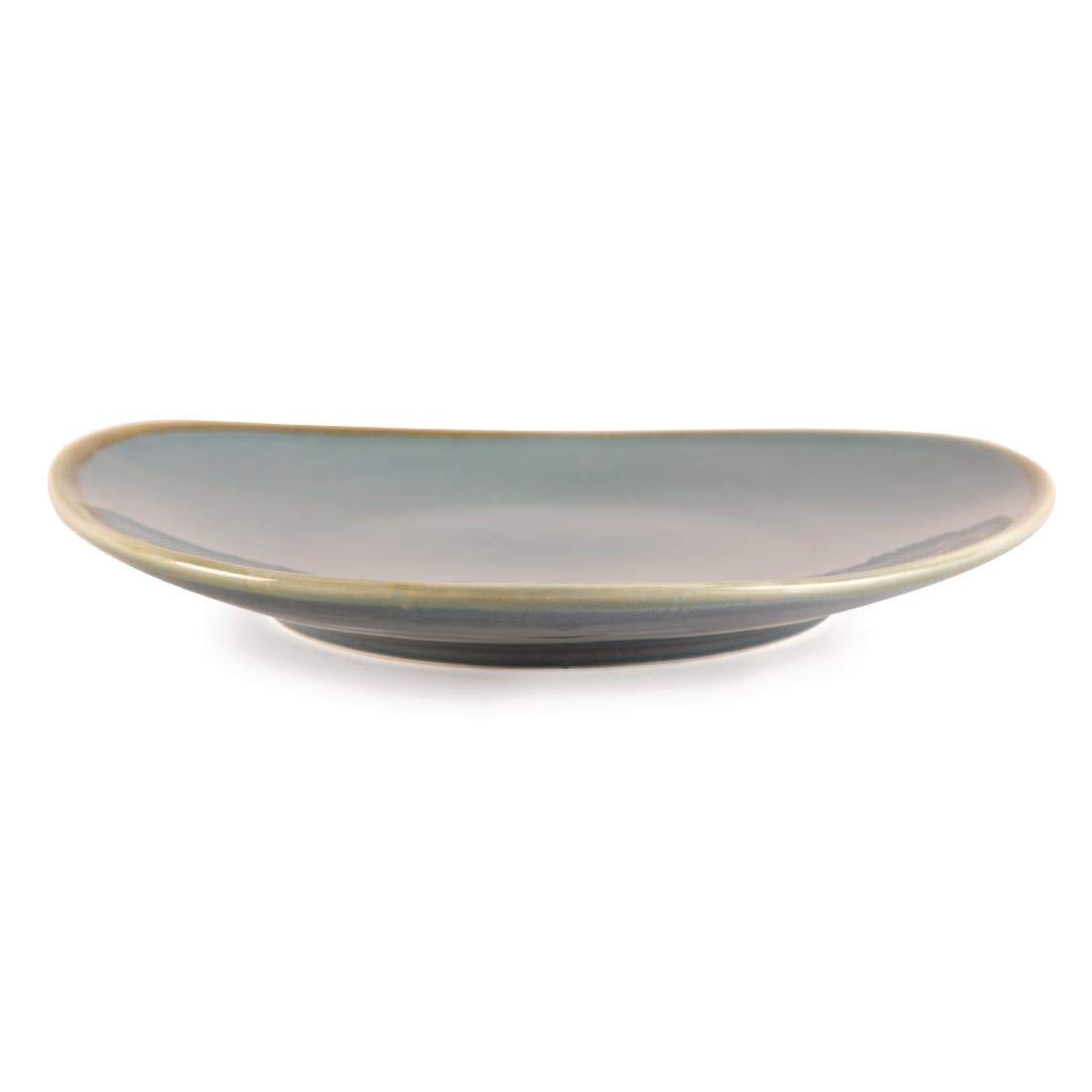 Olympia Kiln Geschirr Dreieckige Beilagenteller 230mm / 9 inch (6er Pack), Ozeanfarbenes Porzellan, handbemalt, stoßfest und spülmaschinenfest, für Restaurant, Café und Haushalt, GP342