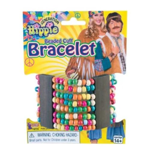 Bracelet manchette perles hippie Forum Novelties 74774 pour femme, taille unique rétro