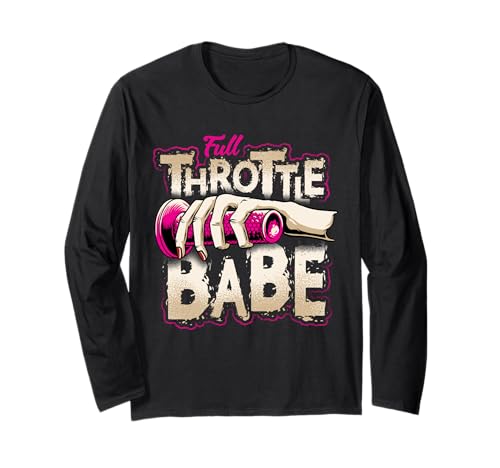 FULL-THROTTLE BABE Biker Dirt-bike Motocross Long Sleeve T-Shirt