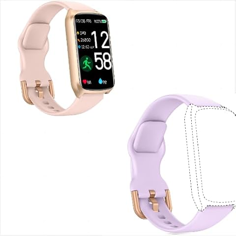 A Fitness Tracker with Purple Soft Silicone Replacement Sport Strap Wristband Cover