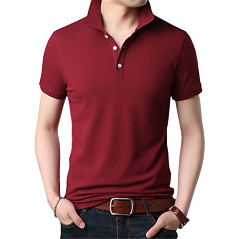 Polo homme coton rouge coupe ajustée manches courtes taille L