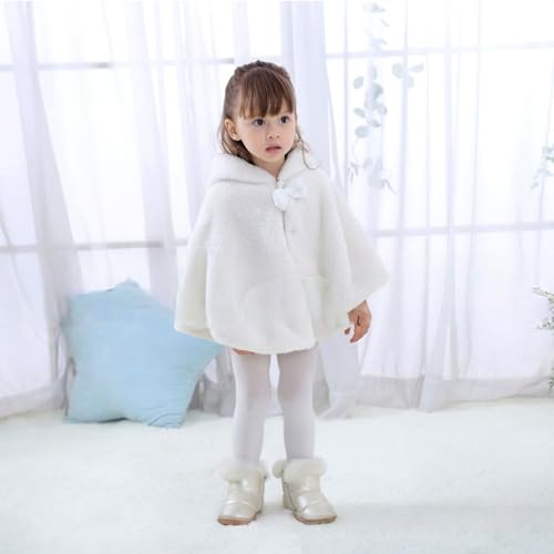 Kids Flannel Hooded Cape Cute Fleece Fuzzy Bunny Ear Hoodies Fall Outfit for Toddler Girls Soft Fluffy Clothes Set4