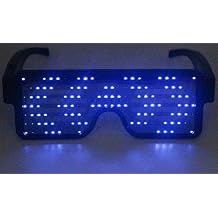 LED Glasses - Rechargeable, Toy, Sunglasses, 8 Patterns, Simple Game - Halloween, Holidays, New Years, Birthdays - Blue LED