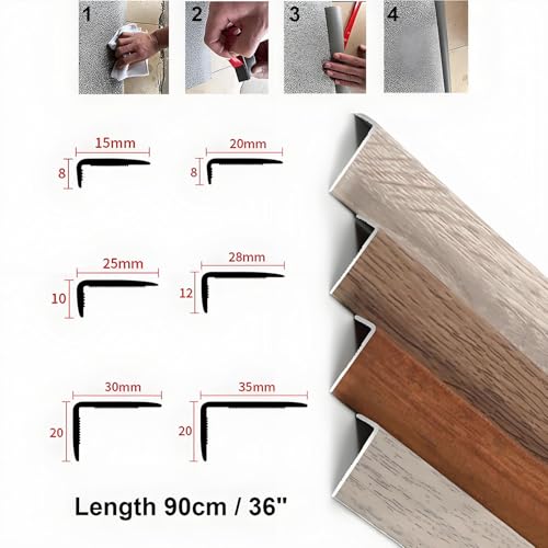 Protector de pared y suelo con tira autoadhesiva de aluminio de 900x35mm 8