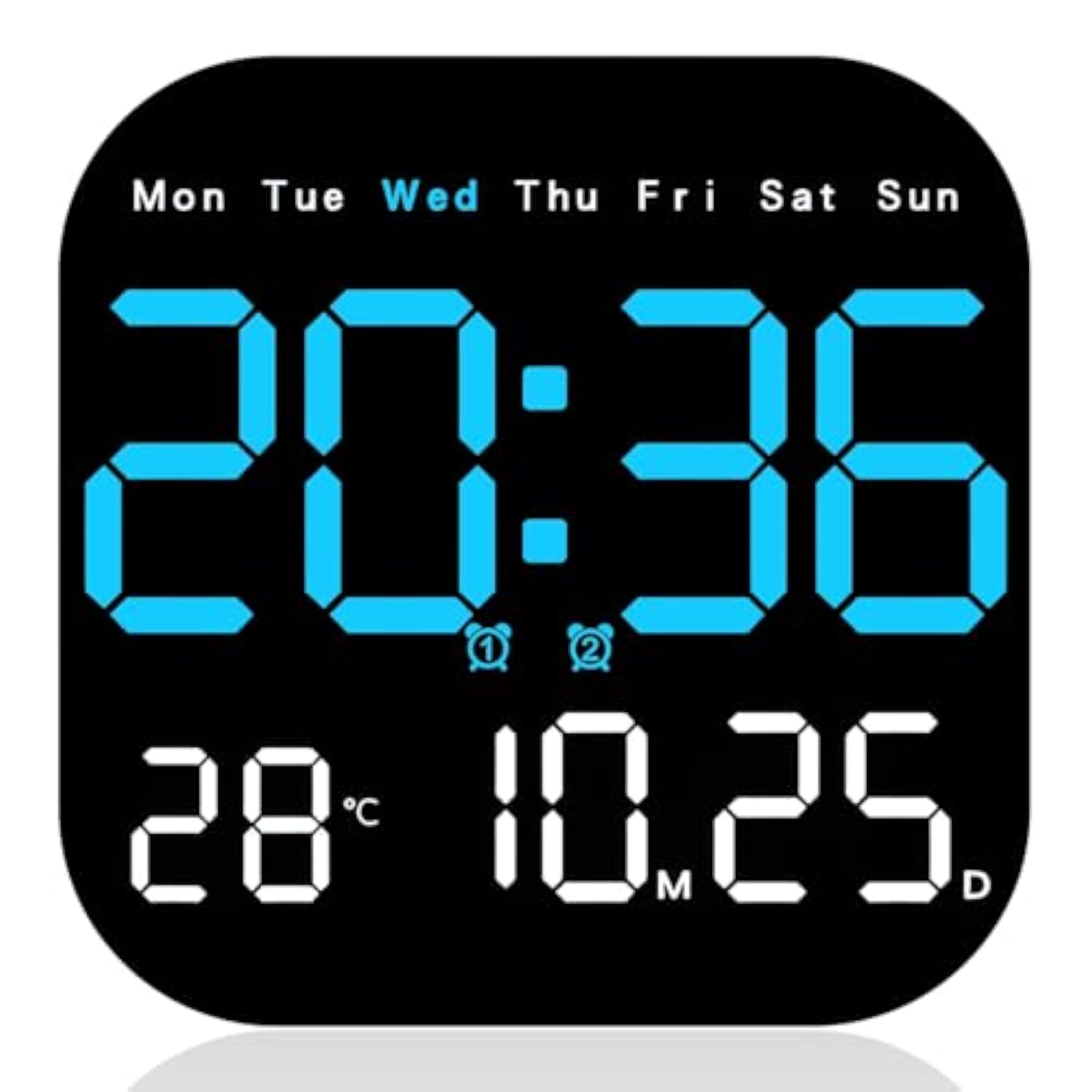 Digital Wall Clock with Remote Control, Modern Design