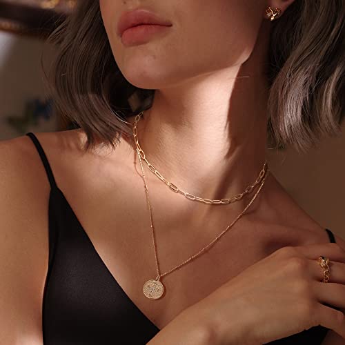 Image of MEVECCO Dainty Pendant Layered Necklaces for Women