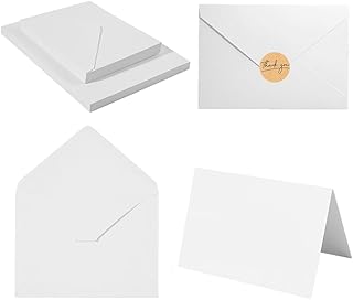 Vekol Blank Cards and Envelopes 4x6 Inch, 20 Pack White Invitation Cardstock with 20Pack Envelopes, Minimalistic Design Th...