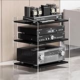 Nous vous présentons notre rack HiFi polyvalent, disponible en deux tailles : 3 niveaux (52,2 x 40 x 60,6 cm) et 4 niveaux (52,2 x 40 x 79,4 cm). L'option compacte à 3 niveaux est parfaite pour les petits espaces ou minimalistes