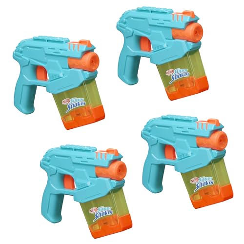 Nerf Super Soaker Mini Dunk-Fill Funpack | 4 Water Blasters | Easy Instant Fill Tanks, Just Dunk & Go | 3.4 Fluid Ounce Tanks | Water Toys for Ages 6+