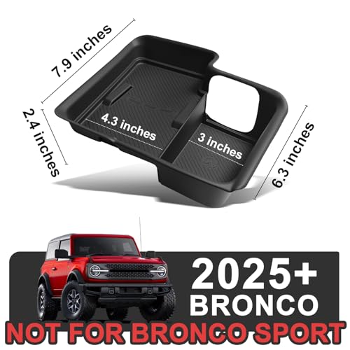 Image of Muslogy Center Console Inserts Compatible with 2025 2026 Ford Bronco Accessories, Center Console Wireless Charger Protective Mat Liner Anti-Slip Phone Charge Area Charging Protection
