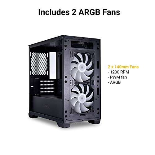 Image of LIAN LI High Airflow Micro ATX PC Case, RGB Gaming Computer Case, Mesh Front Panel Mid-Tower Chassis with 2x140mm ARGB PWM Fans Pre-Installed, Tempered Glass Side Panel (LANCOOL 205M MESH, Black)
