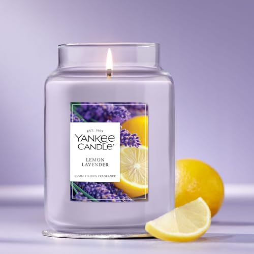 Image of Yankee Candle Lemon Lavender Scented Candle, 22oz Large Jar with up to 150 Hour Burn Time, Giftable, Birthdays (Pack of 4)