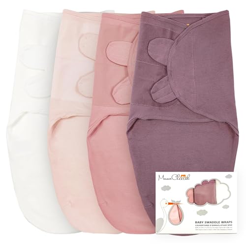 Image of Mama Cheetah Baby Swaddle Sack, 100% Organic Cotton Swaddle Blanket 4-Pack, Adjustable Swaddle Sleep Sacks, Easy Swaddles for Girls 0-3 Month, Baby Essentials