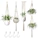 Mkono Macrame Plant Hangers Set of 4 Indoor Wall Hanging Planter Basket Flower Pot Holder Boho Home Decor Gift Box