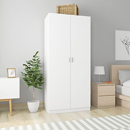 Susany Armario de Ropero Armarios Dormitorio con 2 Puertas Organizador Ropero de Aglomerado BBlanco 90x52x200 cm