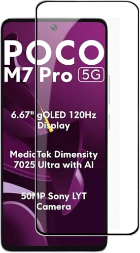 Image of MoCoTech HD+ Edge-to-Edge Tempered Glass for Poco M7 Pro 5G - Full Screen Protector, 9H Hardness, Anti-Scratch, Bubble Free, Case Friendly with Easy Installation Kit