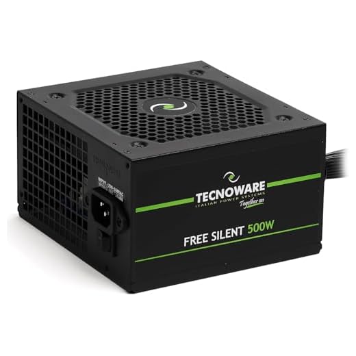 Tecnoware ATX 500W - Fuente de alimentación para PC - Ventilador silencioso de 12 cm - Conectores 2 x SATA, 1 x 24 Polos, 1 x 12 V 4 + 4 Polos, 2 x Molex, 1 x Floppy