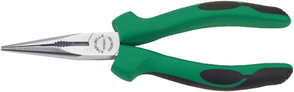 Stahlwille 65296145 Snipe Nose Pliers with Cutter (Radio-or-Telephone Pliers), Form A, Polished Head, and Multi-Component Handles with Softer Layers, 140 mm