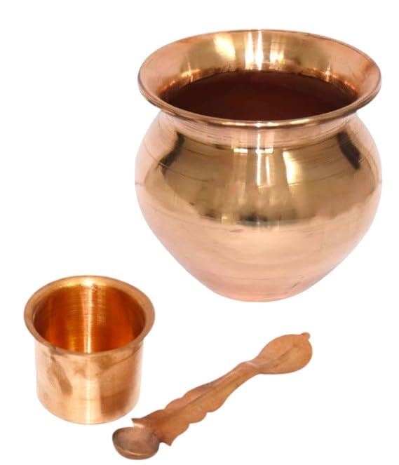 Kalash Lota en cuivre pur martelé artisanal pour rituels et déco