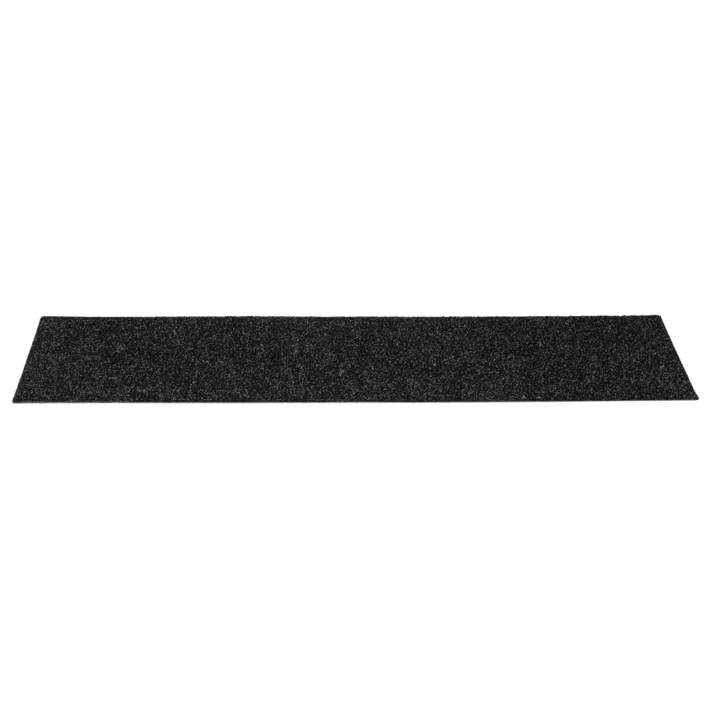 Tapis d'Escalier Autocollant 15 Pieces, 76 x 20 cm, Noir, Rectangulaire