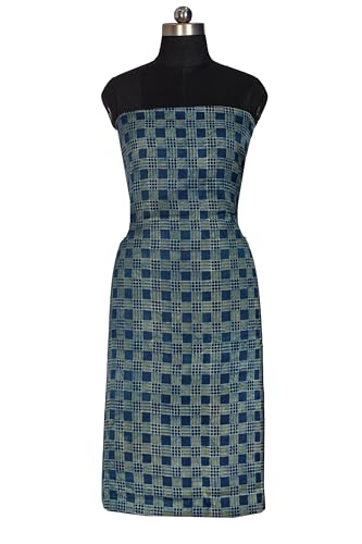 Image of Ethnics of Kutch Womens's Ajrakh Modal Silk Natural Dye Hand Block Print Unstitched Kurta Fabric