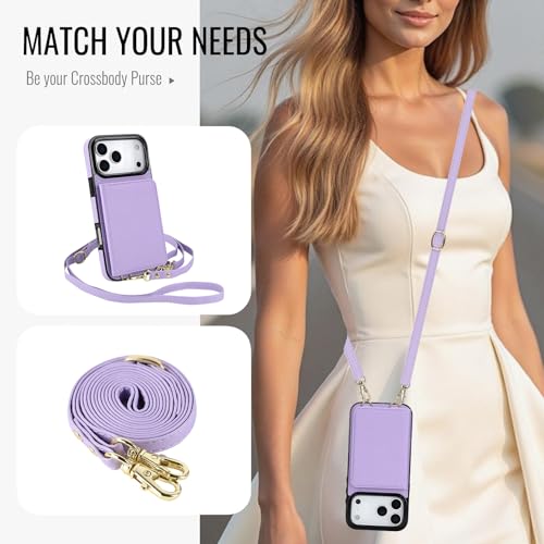 GOYIDA for iPhone 17 Pro Wallet Case with Card Holder, Violet - image 3