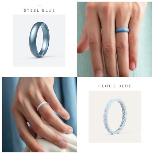 ThunderFit Women's Silicone Rings Set, Braided and 5.5mm-Wide Classic Rings by ThunderFit - Used condition - Image 3