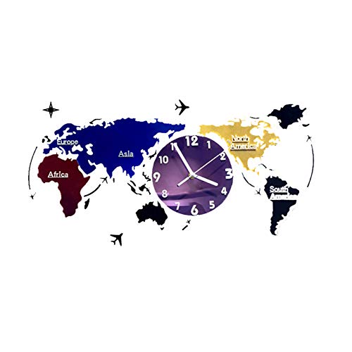 Horloge murale bricolage carte du monde grand format 80 cm salon