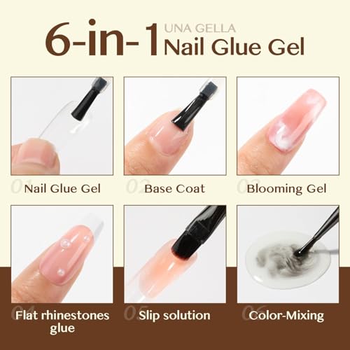 UNA GELLA 6 in 1 Nagelkleber für Kunstnägel UV 15ml – Ansicht 6