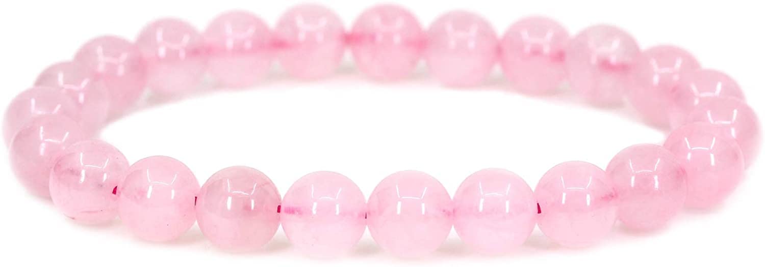 Angelstones Handmade Gem Semi Precious Gemstone 8mm Round Beads Stretch Bracelet 7" Unisex