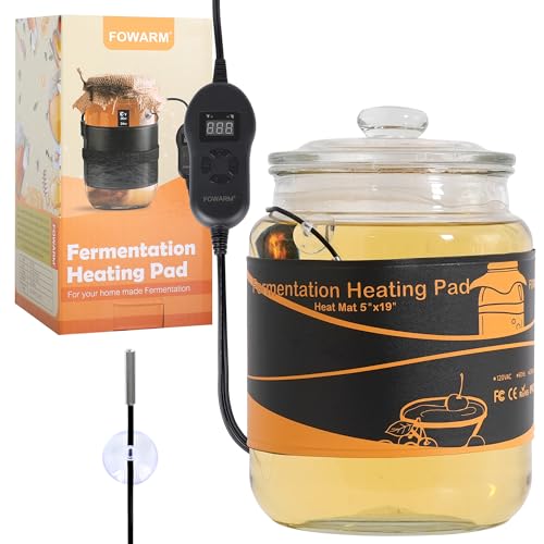 FOWARM 5''x19'' Kombucha Heating Wrap with Digital Thermostat, Adjustable Fermentation Heater Belt for 1Gallon Jars & Carboys, Precise Temperature Control Heated Pad for Beer, Wine & Mead Brewing