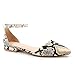 ANGKORLY - Scarpe Moda Decollete Sandali Cinturino alla Caviglia Piatto Boemia Donna Effetto Pitone Pitone Stampa Animalier Scaglie Tacco Blocco 2 CM - Beige 3 BS272 T 41