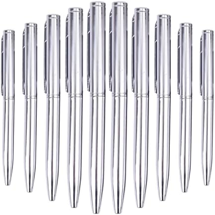 Magiin Pack of 10 Metal Ballpoint Pens, Mini Pocket Size Ballpoint Pen, Portable Oil Pen, Stainless Steel Business Gift Pen