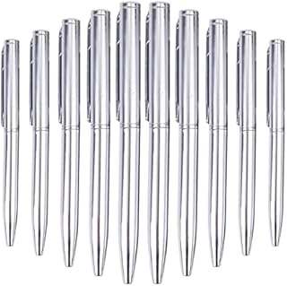 Magiin Pack of 10 Metal Ballpoint Pens, Mini Pocket Size Ballpoint Pen, Portable Oil Pen, Stainless Steel Business Gift Pen