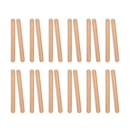 YDuupxe Wooden Rhythm Sticks, Beech Wood Claves Set of 12 Pairs, Polished Smooth Finish, Clear Balanced Tapping Sound, with Storage Bag for Kids Classroom Orff Music Activities - Image 5