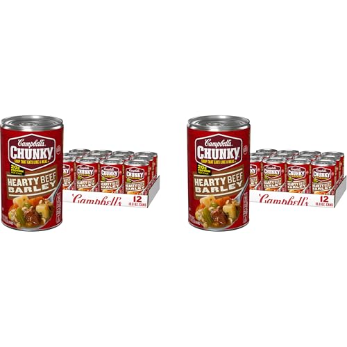 Image of Campbell's Chunky Soup, Hearty Beef and Barley Soup, 18.8 Oz Can (Pack of 24)
