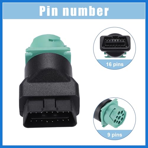 VekAuto 1 Pcs Type2 16Pin OBD Male to 9Pin J1939 Female Adapter Diagnostic Device Connector Converter Green Adapter Auto Accessories