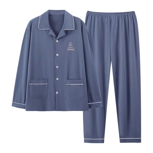Pijama para hombre de invierno cálido conjunto de pijama de forro polar manga larga ropa de dormir con solapa tops con botones y pantalones de dormir de franela de dos piezas traje de casa grueso