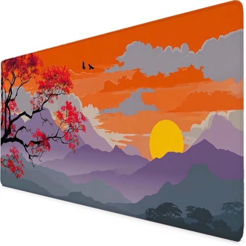 Grand tapis de souris paysage orange pour bureau et études à la maison
