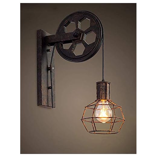 Gweat Kreativ retro industriell stil vägglampor loftstil lyft remskiva lampor gång korridor vägglampa E27