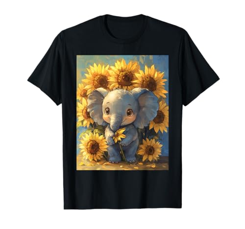 Elefante Girasol Niñas Decoración Niños Niños Girasol Ele Camiseta